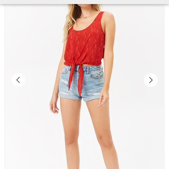 Tie-Front Key Print Top - Picture 2 of 4